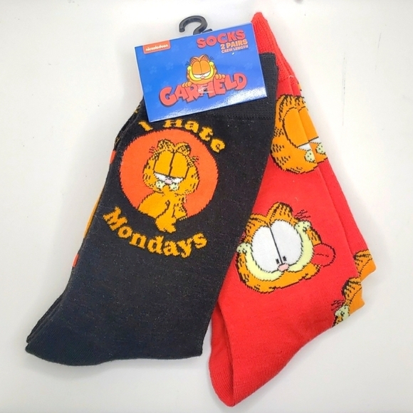 Garfield I hate Mondays crew socks w pair - Picture 1 of 5
